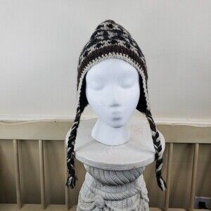 Bongo 100% Wool Nepal lined with Ear Flaps Hat Beanie Toboggan